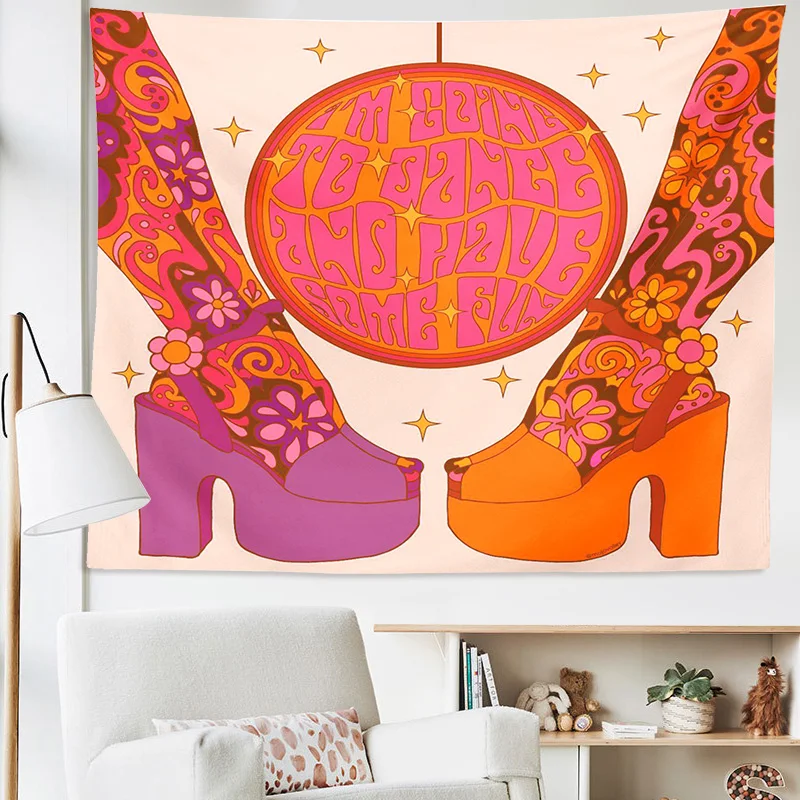 Цветной настенный гобелен 80-х ретро бохо декорация домашний декор Магия Таро Психоделические принты.