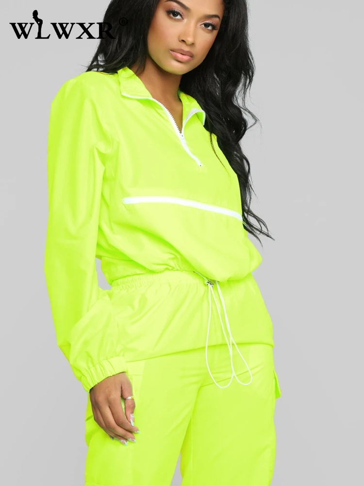 Женский Повседневный костюм WLWXR комплект из топа на молнии с длинными рукавами и