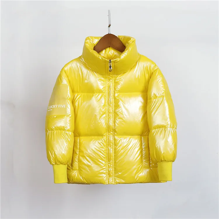 Детское теплое пальто на утином пуху теплая куртка От 4 до 13 лет для мальчиков и девочек модная детская зимняя ветрозащитная непромокаемая верхняя одежда - Цвет: J145-Yellow