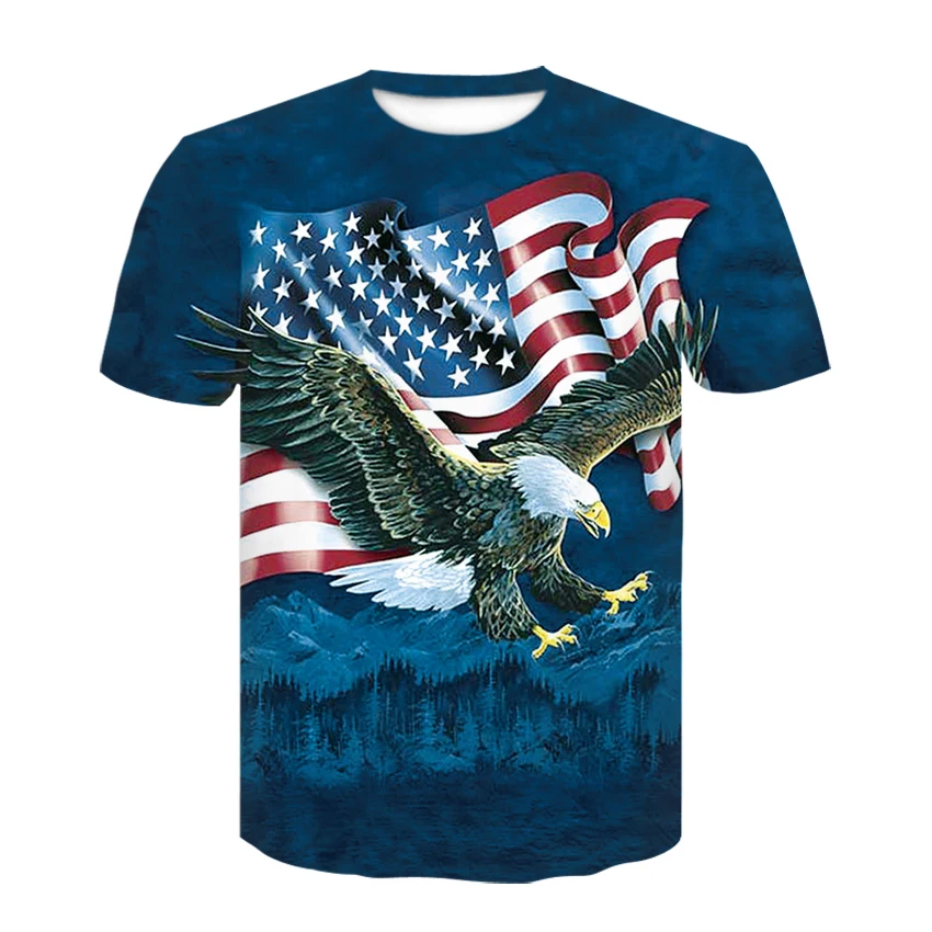 

Fashion Short Sleeve T Shirt Men American Animal Eagle 3D Print O collar T-Shirts Casual Harajuku Streetwear Tshirt