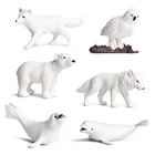 Детская мини-модель животного, однотонный Белый кит, полярный медведь, морской котик, лепестковая лиса, Снежная сова, Игрушечная модель морских животных
