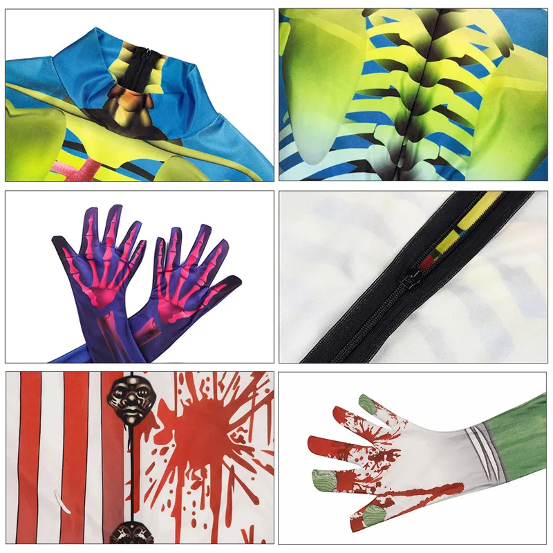 Женские Боди на Хэллоуин вечерние костюмы с 3d-черепом и призраком страшный клоун