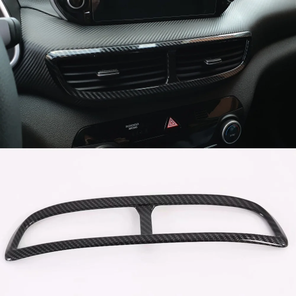 

For Hyundai Tucson 2019 2020 Carbon Fiber Car styling Center Console Air Conditioning Outlet frame covers Stickers trim Styling