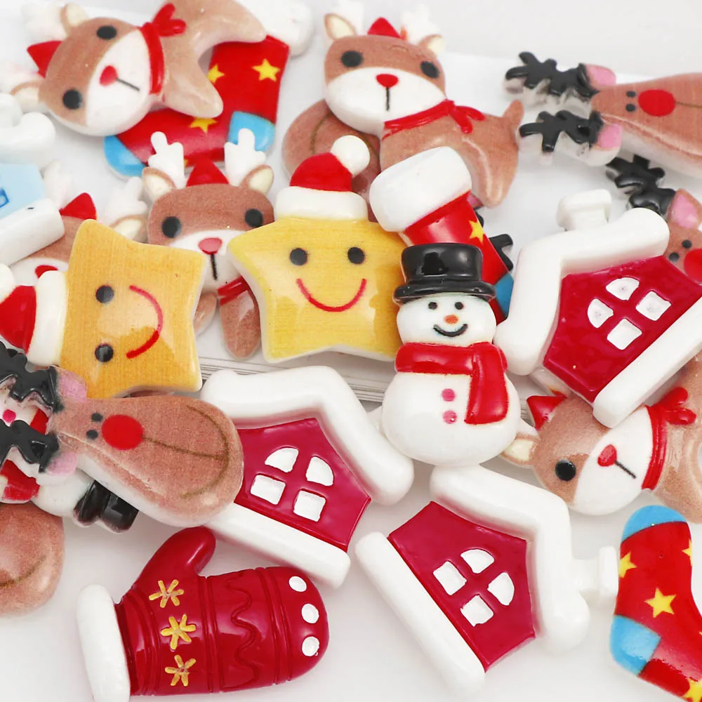 20Pcs Mix Design Cartoon Christmas Series DIY Resin Flatback Cabochon Lucky Bag For Craft Accessories Decor | Дом и сад