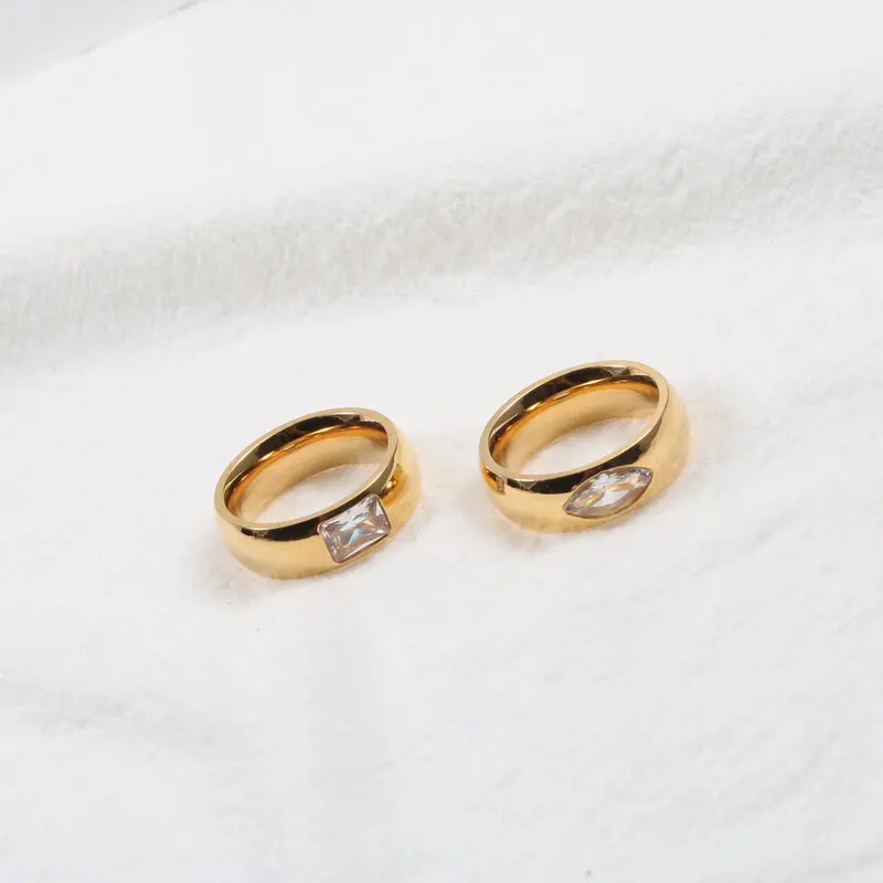 

High End PVD Gold Finish Rectangle & Eye Stainless Steel Rings Drop Shipping