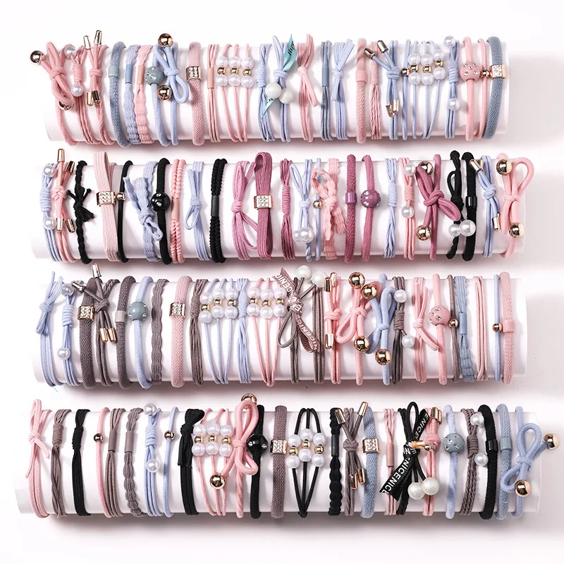 Резинка для волос эластичная из органзы с жемчугом 1 комплект |