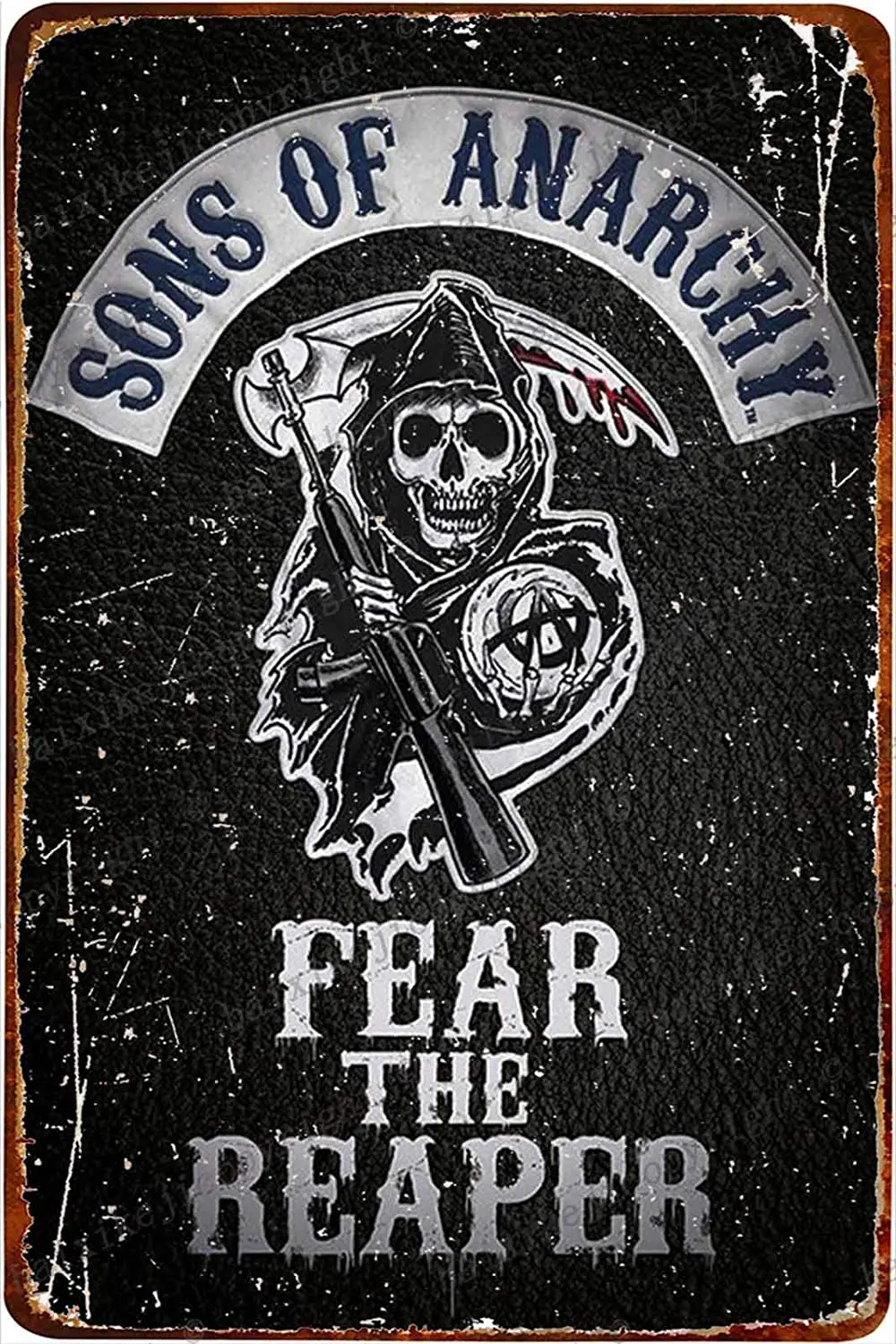 

Dafony sons of anarchy fear the reaper retro tin sign poster wall sign metal vintage plaque garage home office bar coffee