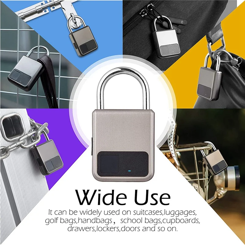 

Fingerprint Padlock, Suitable for House Door, Bookcase, Suitcase, Backpack, Gym, Bike, Office, Support USB Charging