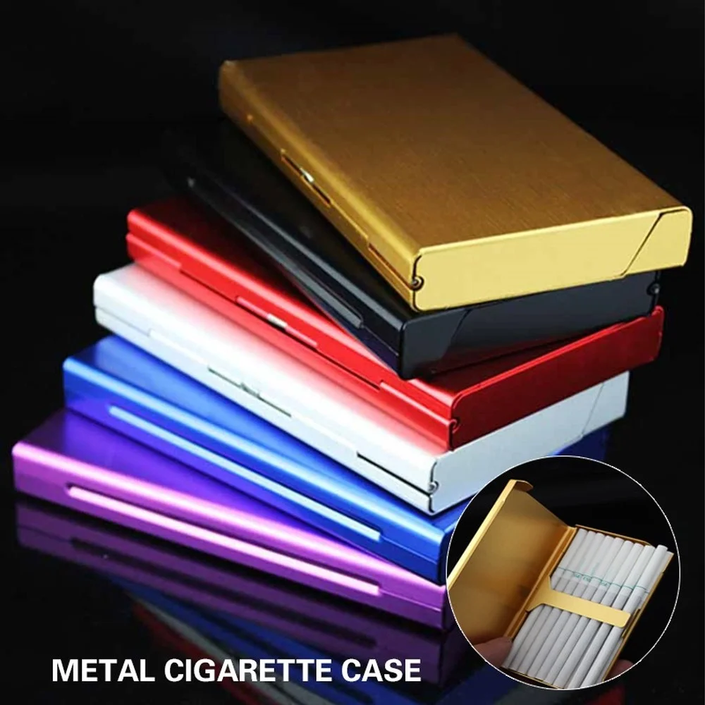 

Cigarette Cases Aluminum Cigarette Box Cigar Holder Pocket Box Container Gift Box for Men/ Women Lighter Smoking Accessories