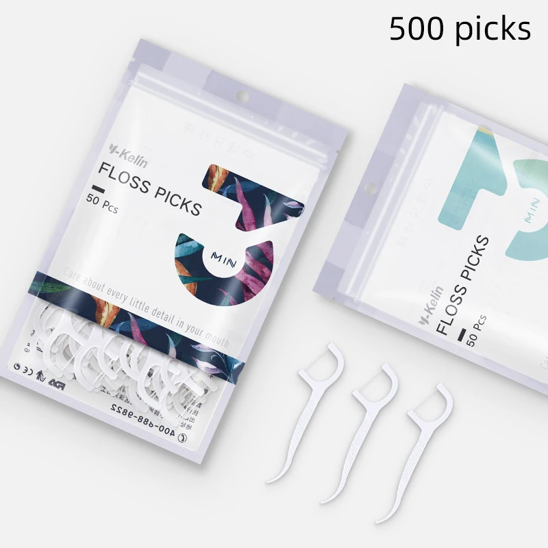 500 picks Новое поступление Y-Kelin зубная нить Зубочистки 50 шт. Зубной Флоссер семья пакет портативная зубочистка HMP волокно межзубные - Цвет: 500 picks