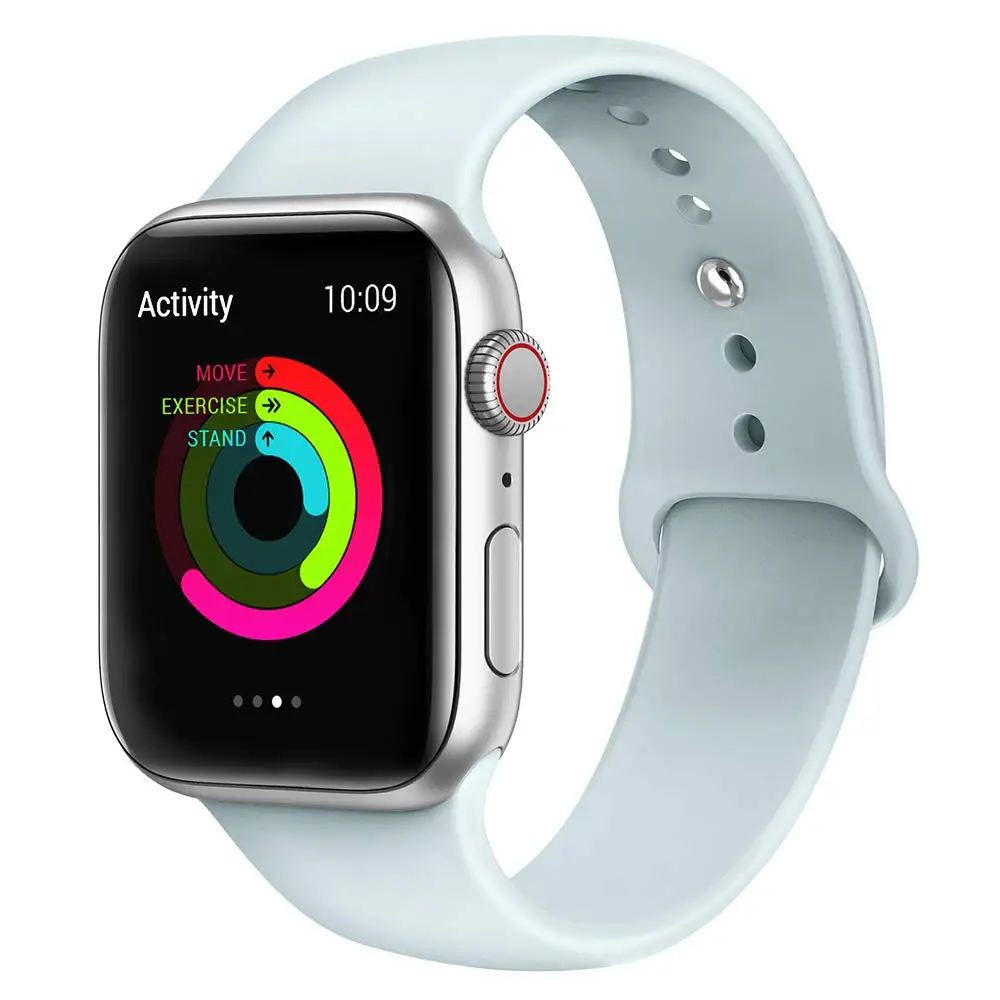 turquoise Силиконовый ремешок для наручных часов Apple Watch, 42 мм, 38 мм, Версия 44 мм 40 мм резиновый браслет Ремешки черный ремешок наручных часов Iwatch серии 5/4/3/2/1 браслет - Цвет ремешка: turquoise