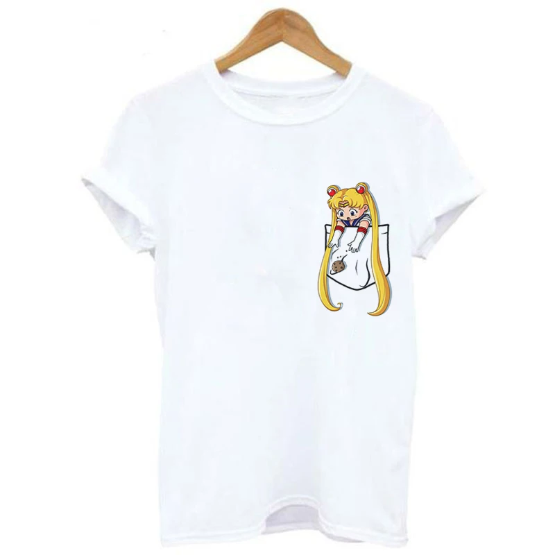 Harajuku Sailor Moon T Shirt New Fashion Pattern Streetwear Tops Loose Short Sleeve Women Tshirt Kawaii Print Couple Clothes