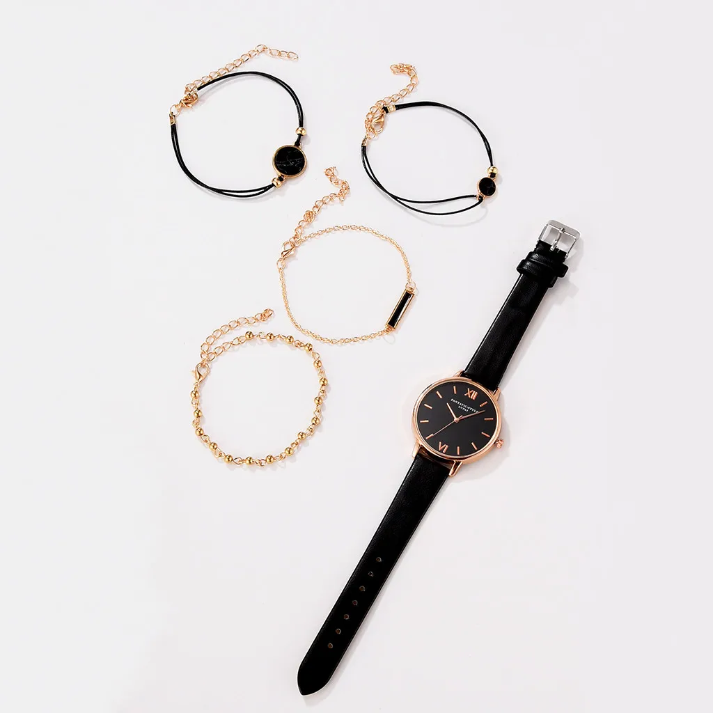 

lady watch for woman Quartz Leather Band Strap Watch Analog Wrist Bracelet bracelet Watch Set complementos mujer relog mujer#F35