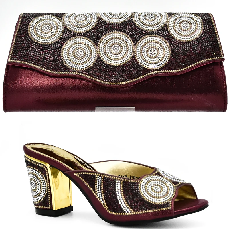 Новейшие африканские туфли и сумки золотого цвета комплект из итальянской обуви
