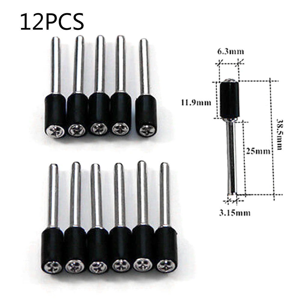 

12pcs Sand Drum 1/4\\\" Rubber Sand Drum Holder 1/8\\\" Shank Black Woodworking
