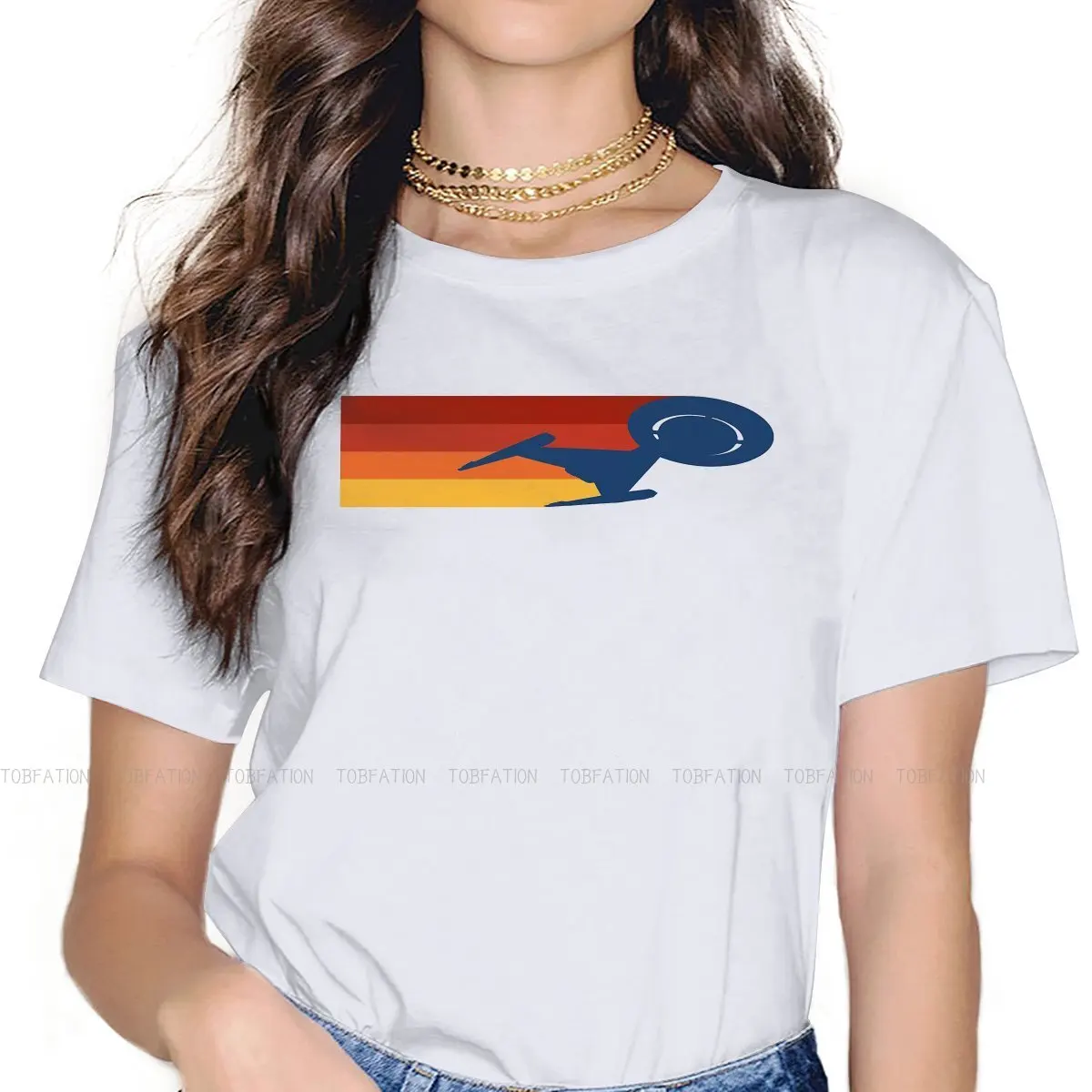 

Женская Винтажная футболка в полоску, с графическим принтом