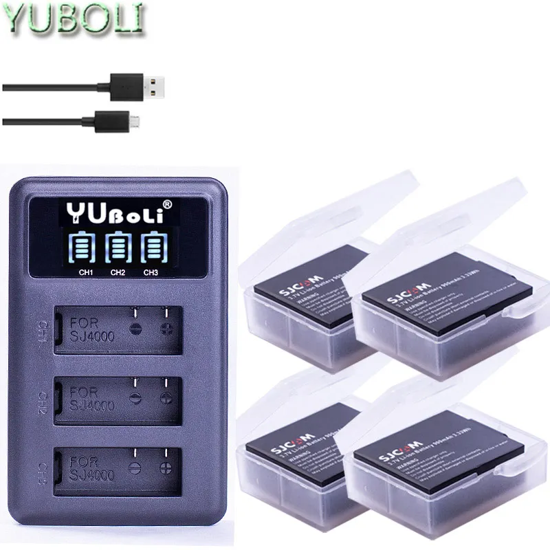3,7 v 900mAh батарея SJ4000 Батарея SJ5000 SJ6000, Wi-Fi+ ЖК-дисплей 3 лота usb зарядное устройство для спортивной экшн-камеры SJCAM sj 4000 5000 6000 7000 8000 sj9000 M10