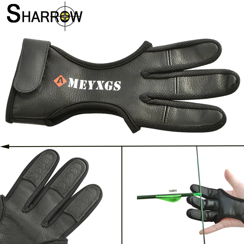 

Protective 3 Fingers Archery Gloves Deerskin Soft Inside Fluff Left Right Hands Universal Recurve Compound Bow Shooting Hunting