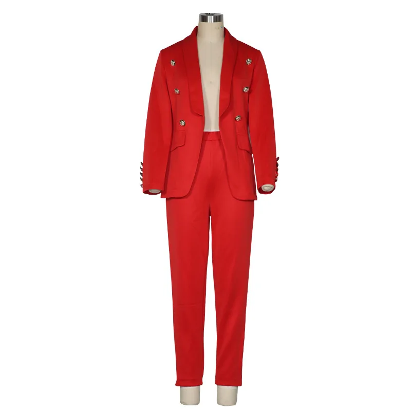 

2021 European and American new women's clothing new fashion solid color two-piece casual suit suit elegant temperament