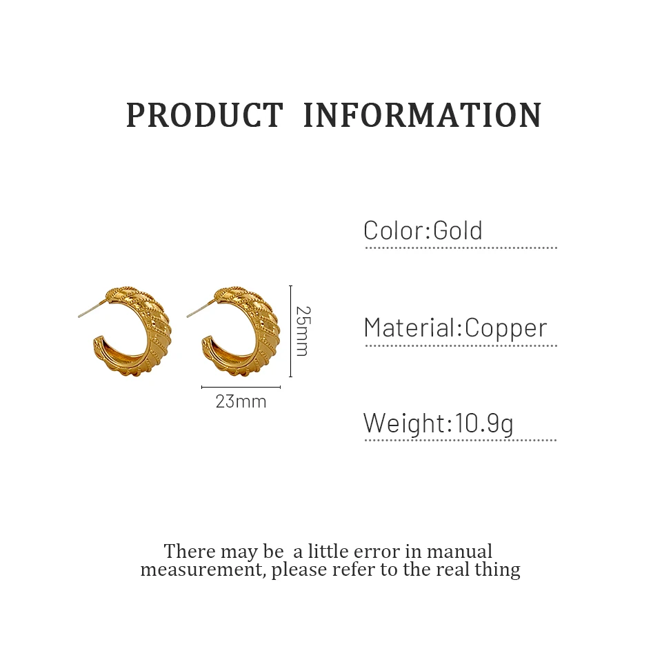 

Monlansher Vintage Croissant C Hoop Earrings Gold Color Copper Geometric Embossing Earrings Minimalist Earrings Jewelry 2021