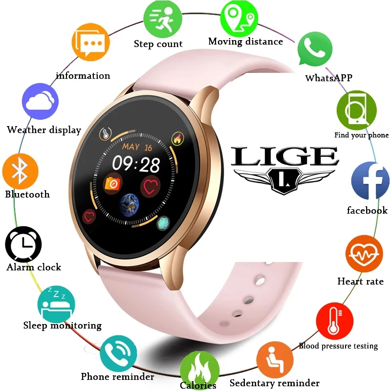 

LIGE 2020 New Waterproof Women Smart Watch Sport Smartwatch Heart Rate Monitoring Function Fitness Tracker Fashion Smart Watches