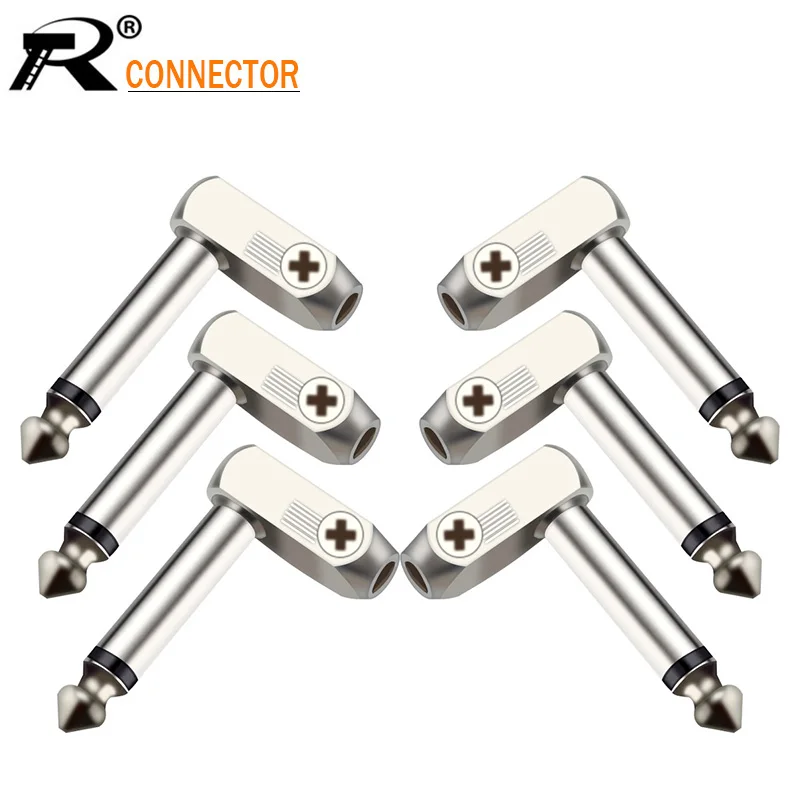 

100PCS DIY Strait Audio Solderless 6.35 Mono Plug Solder Free Plug guitar connector Chrome 6.3mm Jack PhoneJack Unbalance