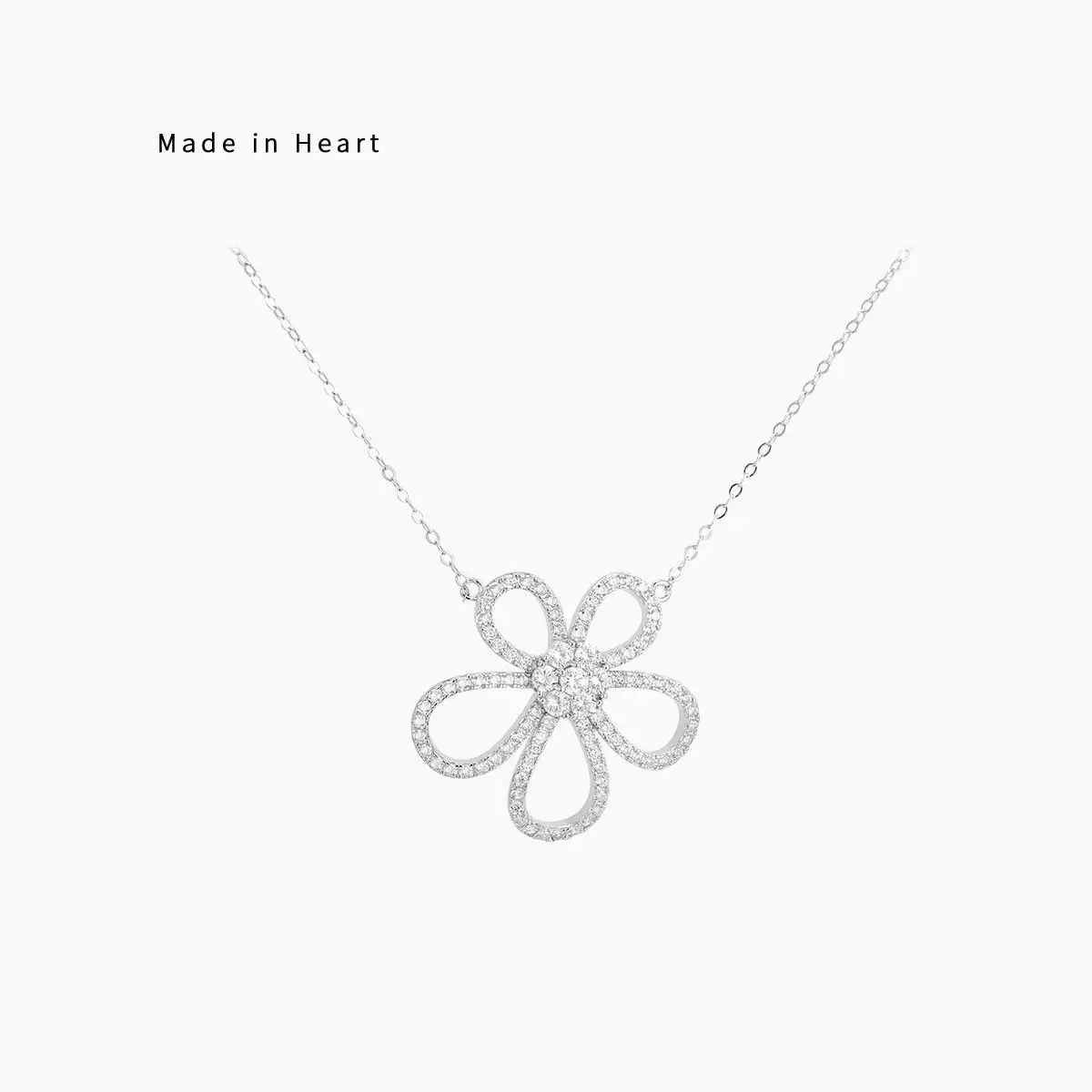 

Five-petal flower necklace female 925 sterling silver sun flower collarbone chain temperament camellia new light luxury niche fl