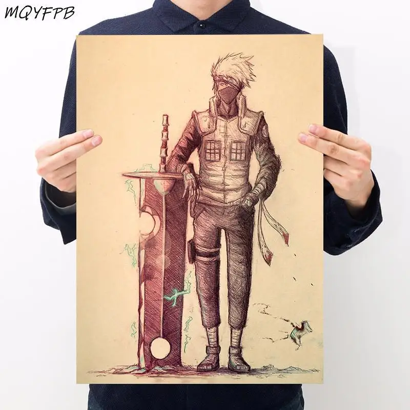 

Japanese Anime Character Sketch Kraft Paper Poster Home Bedroom Wall Decoration Painting Core 50.5x35cm