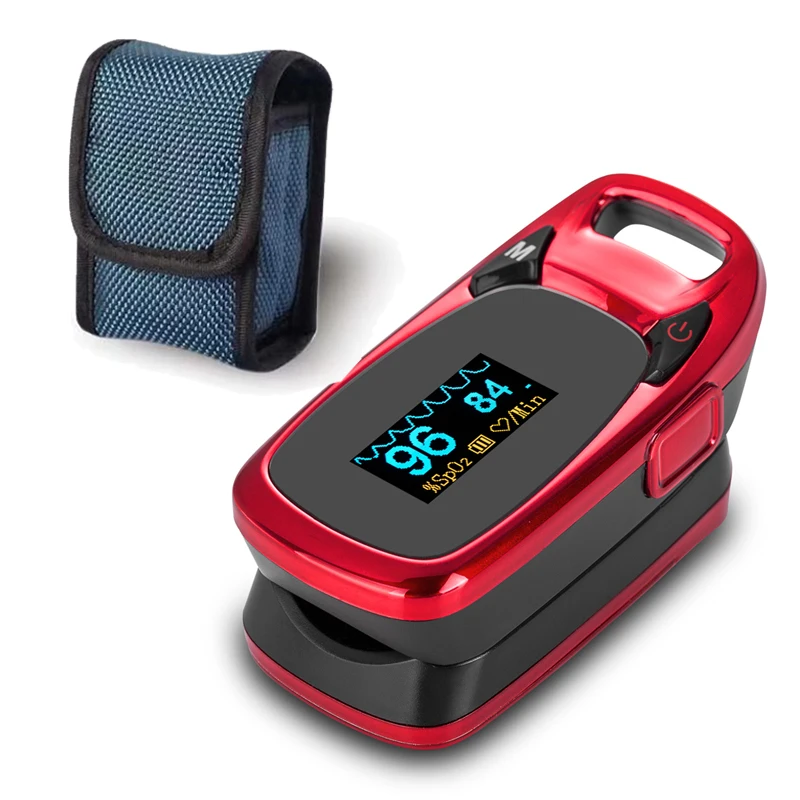red with case Цифровой Пальчиковый Пульсоксиметр портативный De Dedo Pulso Oximetro Saturometro SPO2 PR Pulsi oximetro FDA CE утвержден - Цвет: red with case