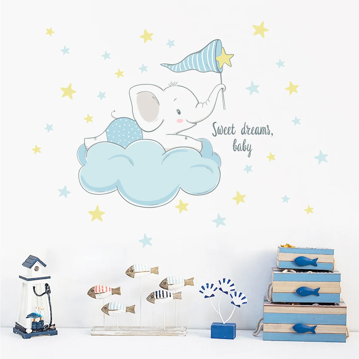 

Cartoon Elephant Wall Stickers for Kids Room Decoration Nursery Mural Baby Sweet Dream Sticker Home Decor Posters Wallpaper PVC
