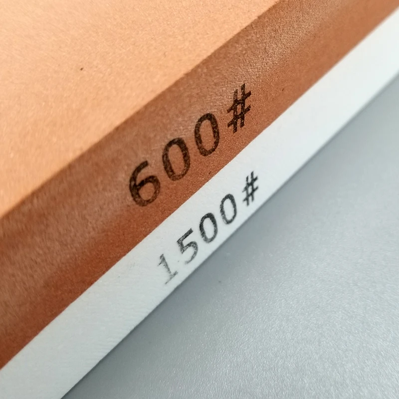 

Sharpening stone 600&1500 grit size - double-sided oil stone set with anti-slip bamboo base and angle guide