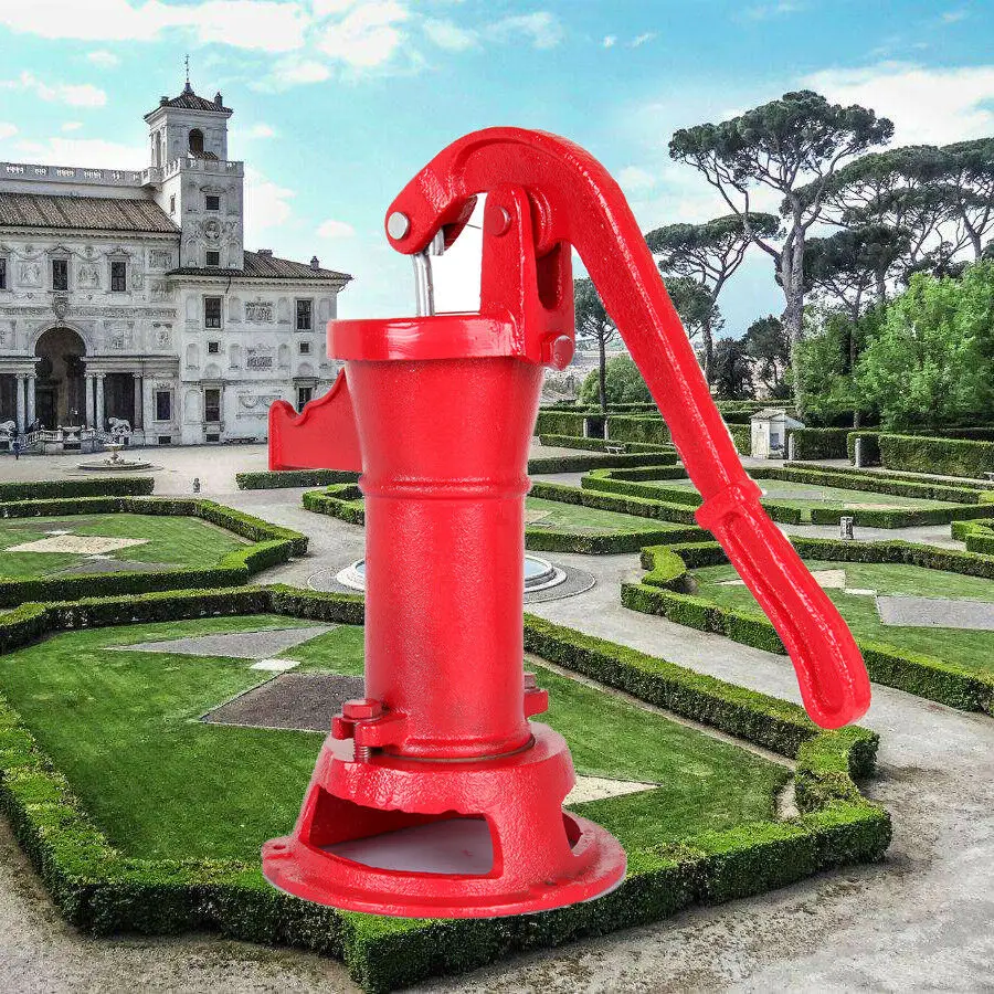 Ручной кувшин насос чугунная скважина Всасывание воды на открытом воздухе