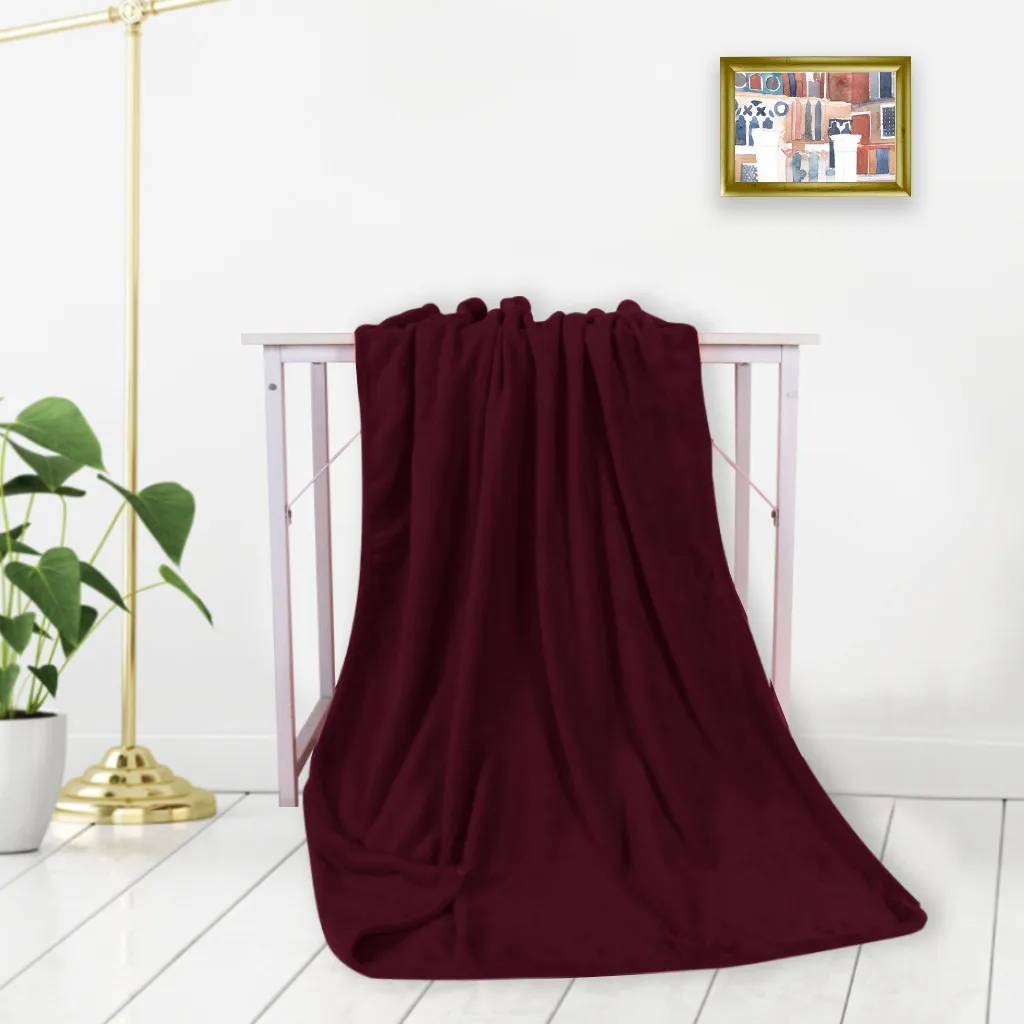 Фланелевое одеяло однотонное мягкое для гостиной спальни кондиционер кровать
