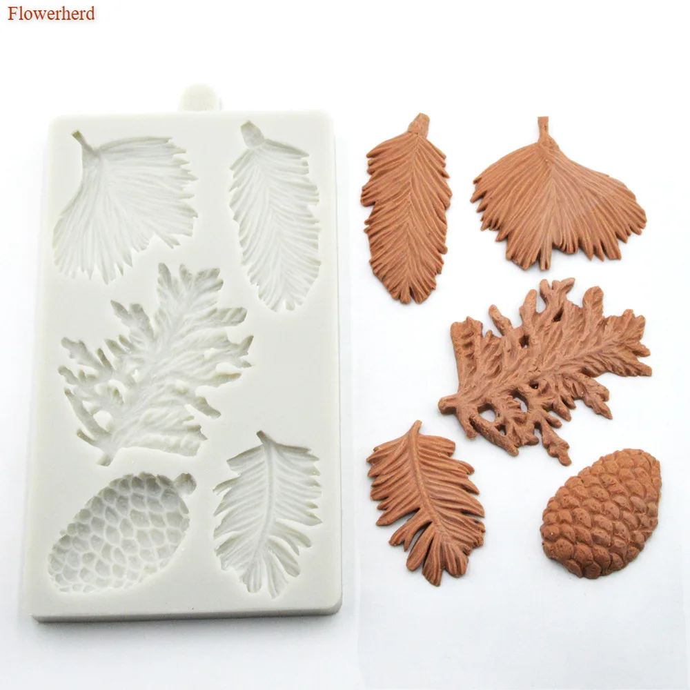 Новая Рождественская елка лист кедра конус сосны помадка торт силиконовая форма