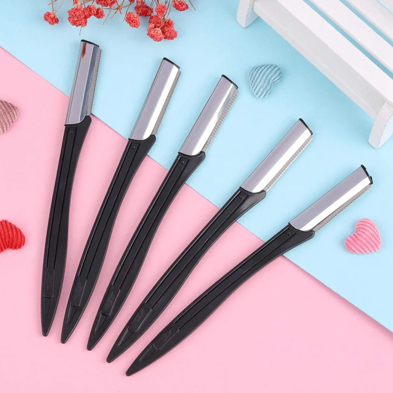 

10Pcs Eyebrow Trimmer Professional Black Stainless Steel Eyebrow Razor Shaper Grooming Shavers