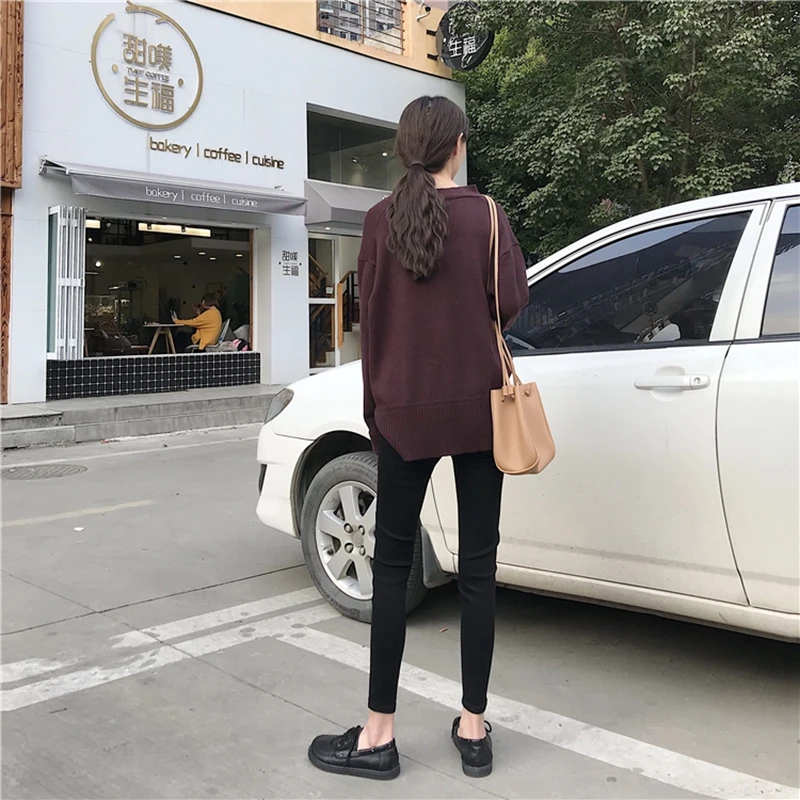 

WITHZZ Autumn Black Retro High Waist Female Slim Pencil Pants 72% Cotton Jeans