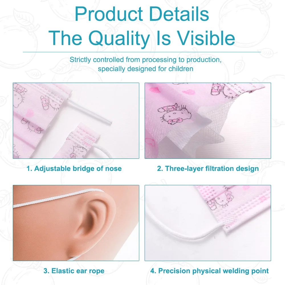 Маска детская одноразовая трехслойная из нетканого материала с мультяшным