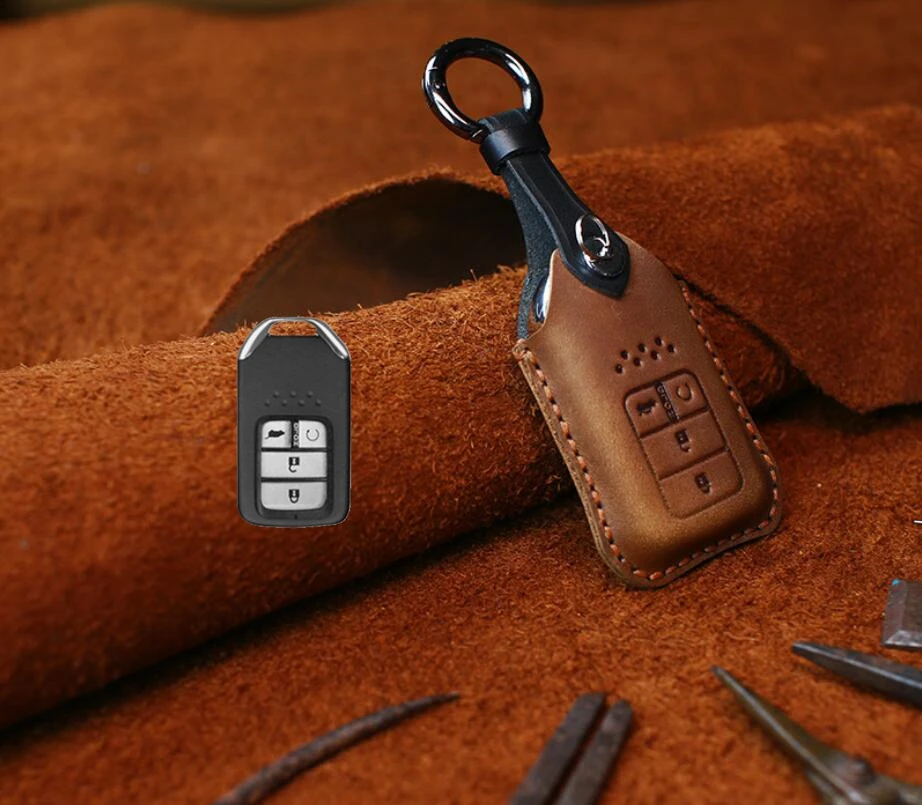 Чехол для ключей ручной работы из натуральной кожи Honda Civic CRV Pilot 2019 2018 2017 |