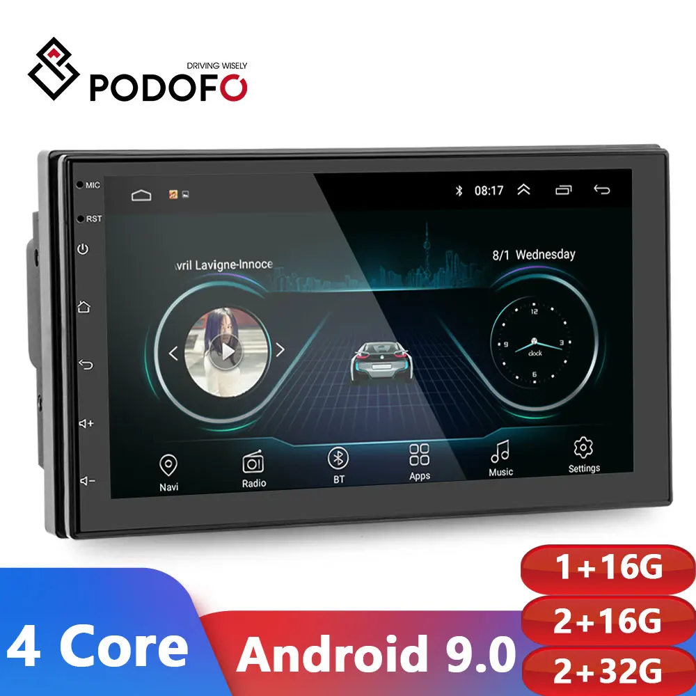 Автомагнитола Podofo 2DIN Android 9 0 мультимедийный видеоплеер Универсальная