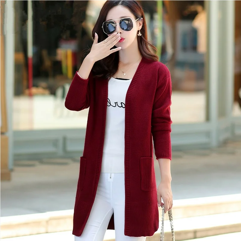 2020 Autumn Winter knitted Cardigan Women Sweater Coat Long Sleeve Casual Coats female Korean Loose Sweater Cardigan Women Tops