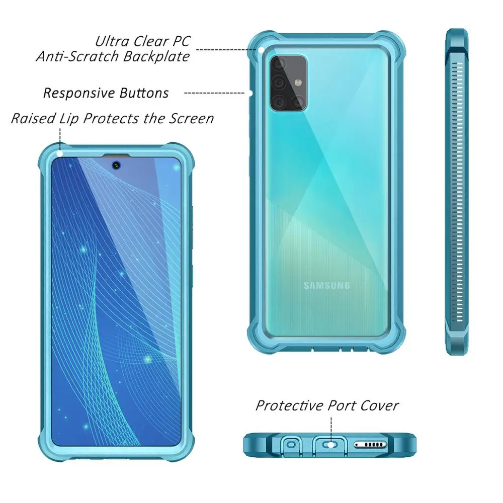 For Samsung Galaxy A71 A51 Cover with Built-in Screen Protector Clear Shockproof Bumper Hard Case Support Wireless Charging | Мобильные