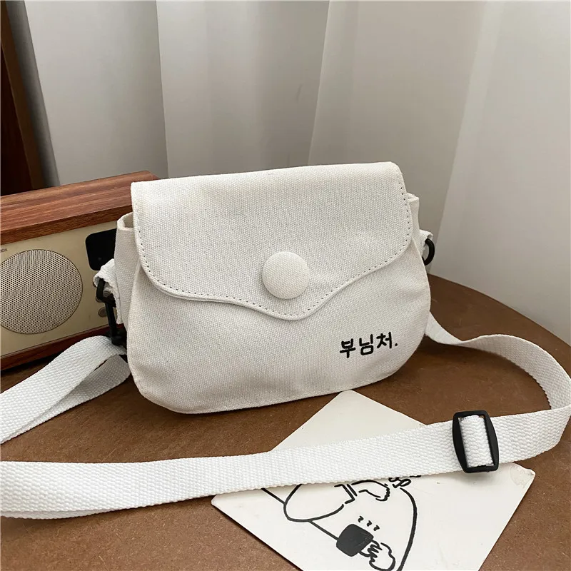 Cute woman bag 2021 new trend simple casual canvas small shoulder bag fashion fresh one shoulder small bag hand bags satchels