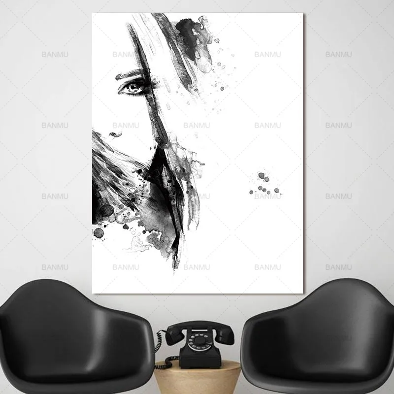 

Wall Art Canvas Painting Posters Nordic poster Mysterious Girl Prints Decoration Wall Pictures For Living Room No Poster Frame