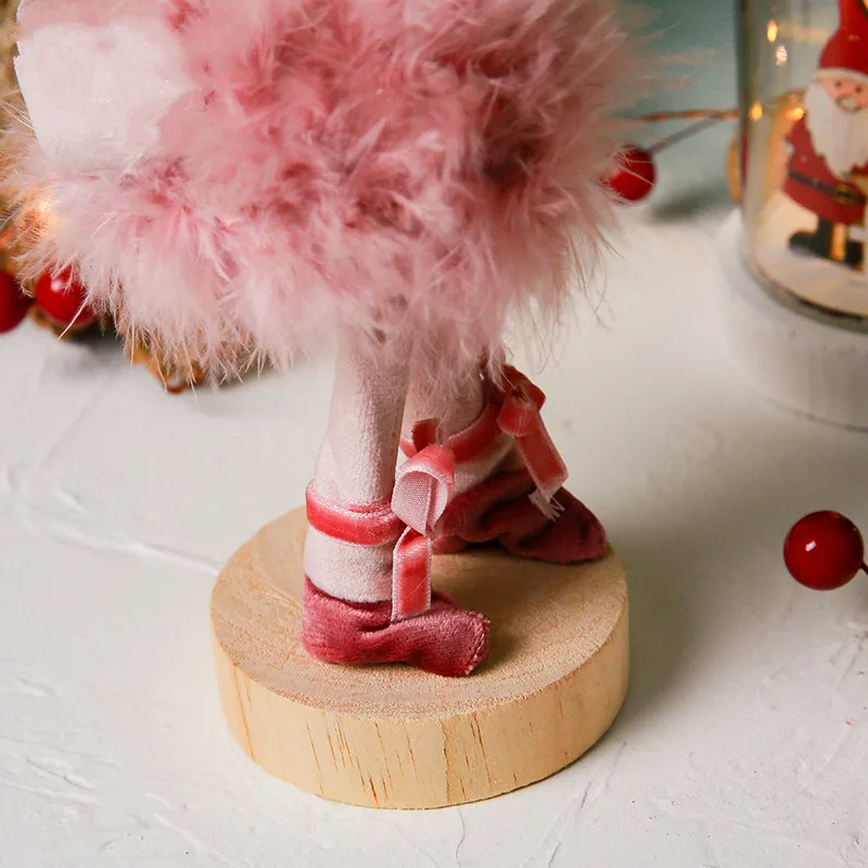 Рождественское украшение в виде розового фламинго маленькое для рабочего стола