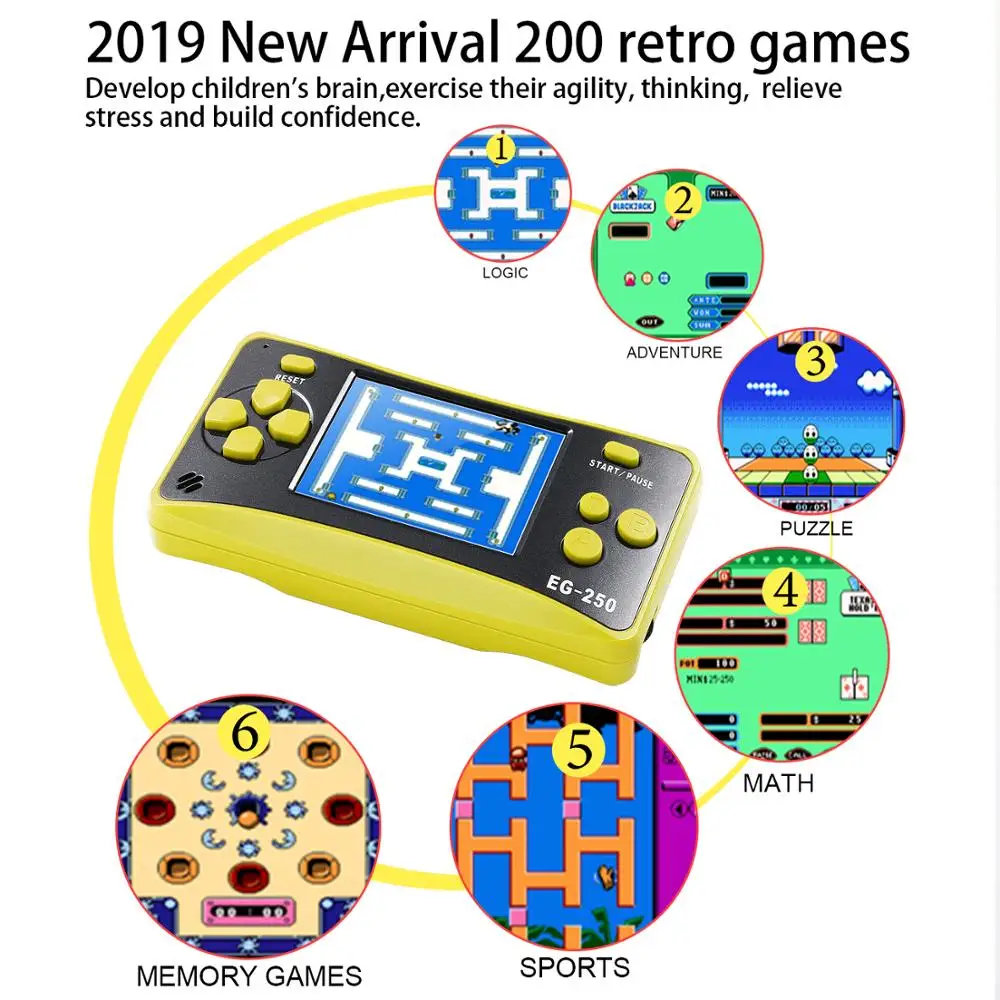 Портативная игровая консоль карман встроенный 200 игр 2,5» Портативный плеер 12-разрядный портативными игровыми Системы развлечений для детей