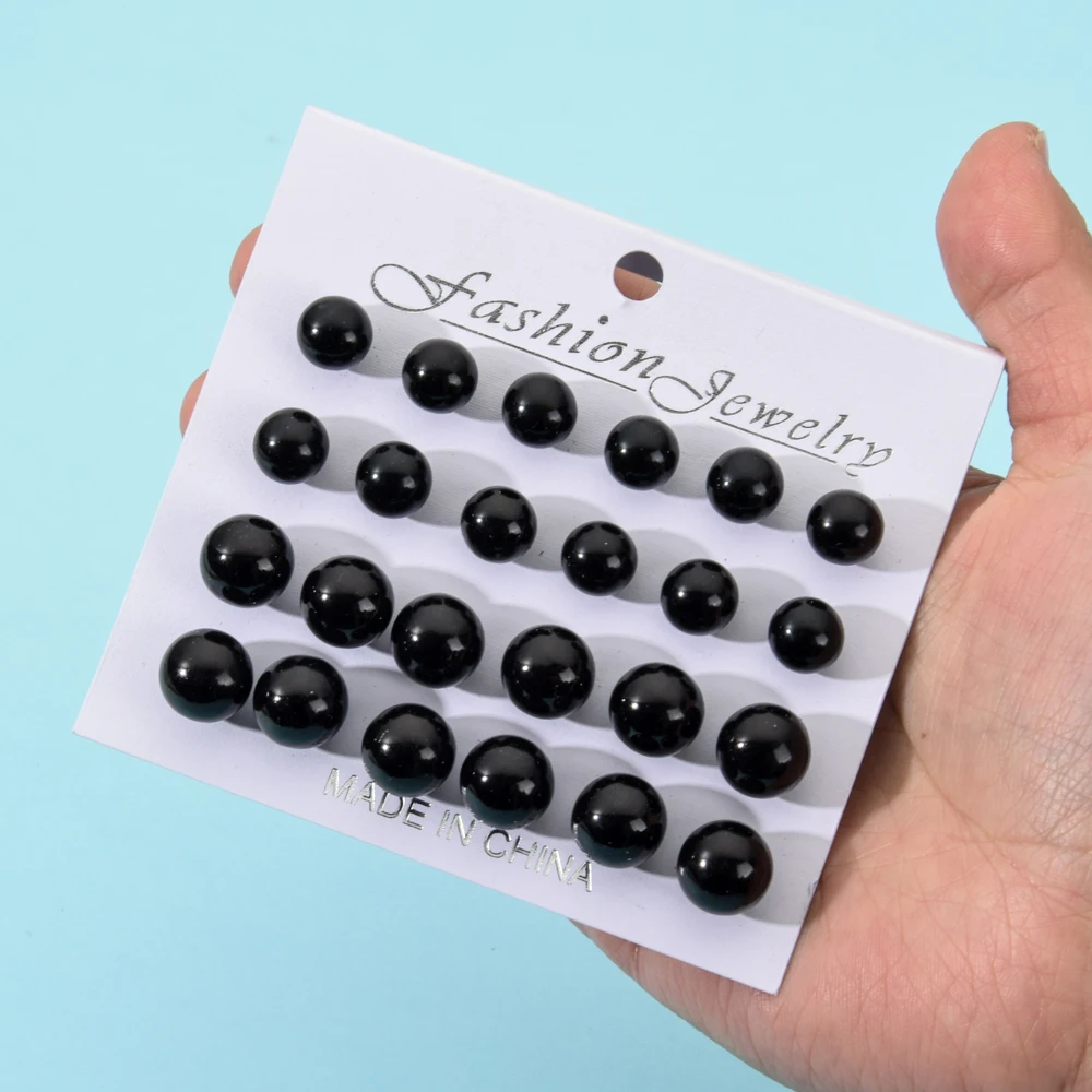 Серьги гвоздики с имитацией под жемчуг 12 пары/компл.|Серьги-гвоздики| |