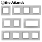 Серия S, персонализированная серая стеклянная рамка, розетка сделай сам, Бесплатная комбинация, серая, серебристая, одинарная, двойная, тройная, четверная панель