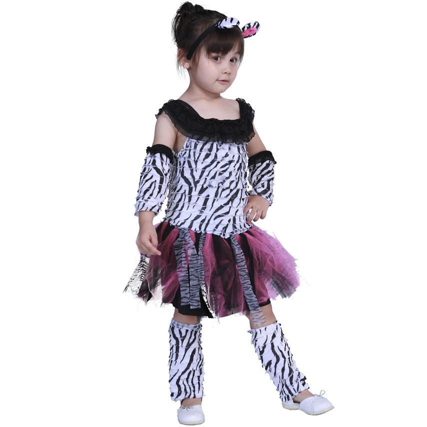Милое мультяшное животное косплей для девочек Тигр Леопард платье Хэллоуин