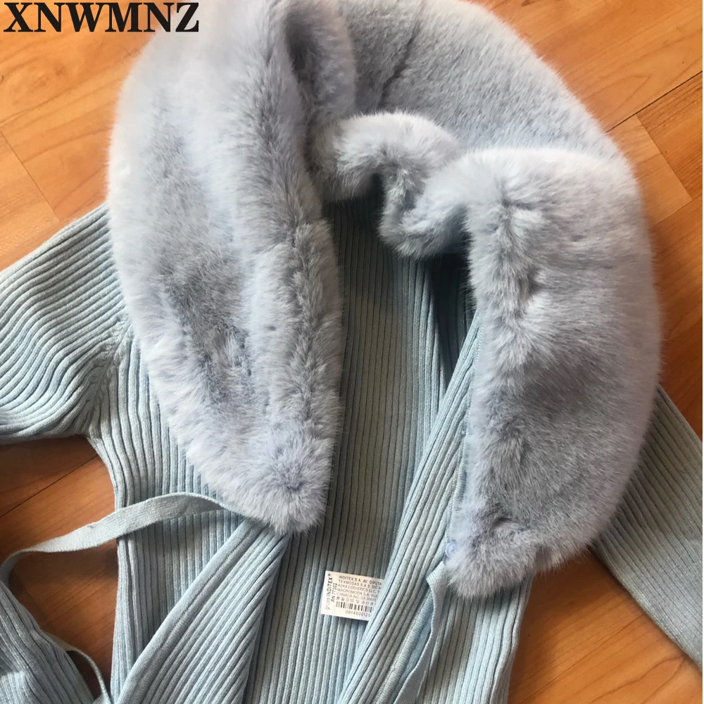 Женский вязаный кардиган XNWMNZ винтажный лоскутный из искусственного меха с