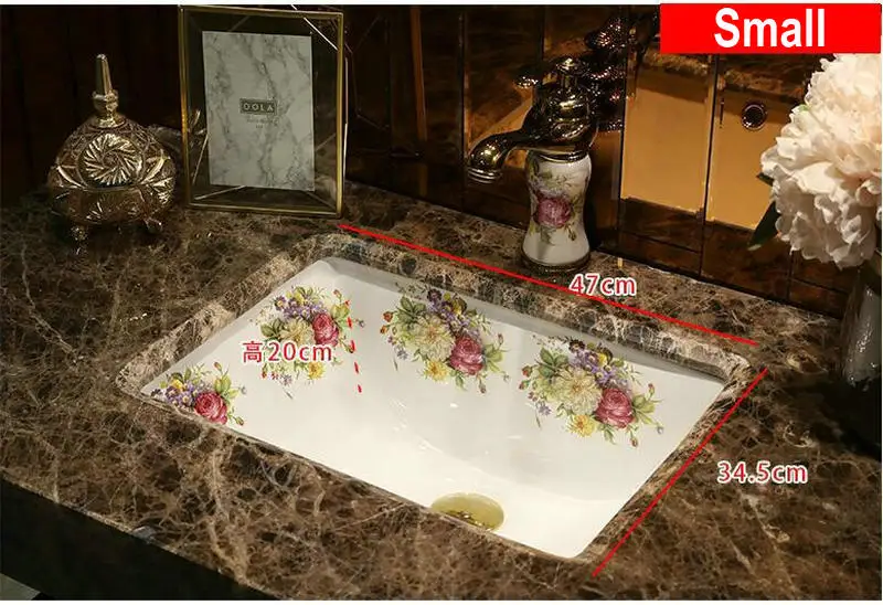 Ручная работа в европейском стиле Цветочная прямоугольная раковина овальная